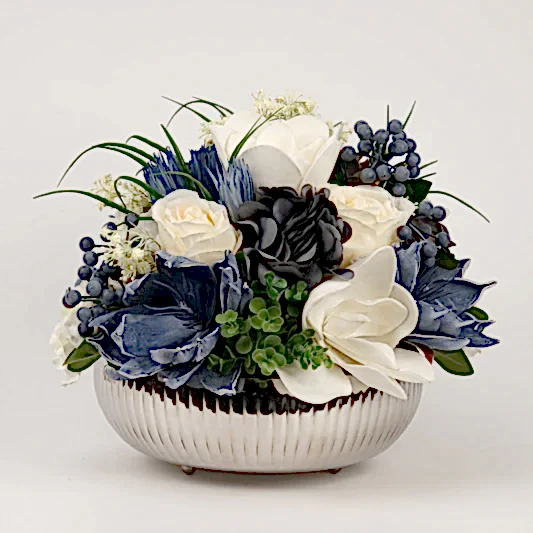 İthal Çiçekli Lüx Gümüş Vazo No:1