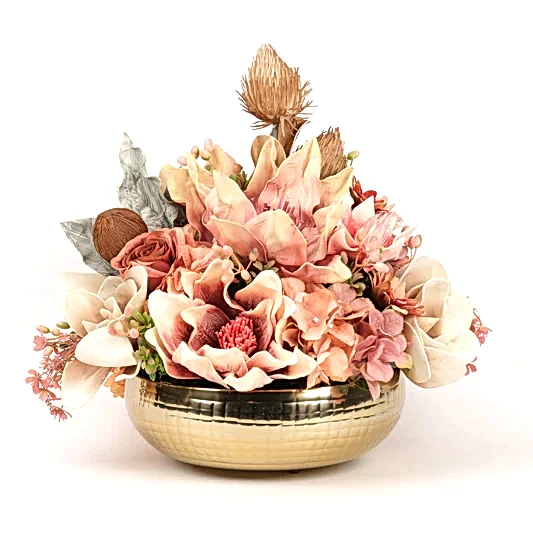 İthal Çiçekli Lüx Gold Vazo No:2