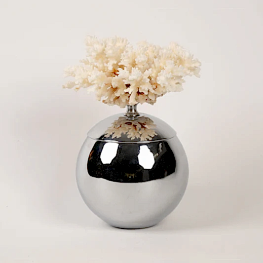 Doğal Mercanlı İkili Küre Gümüş