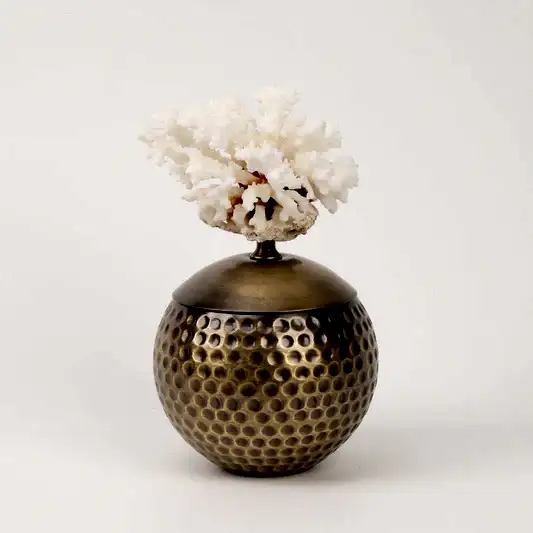 Doğal Mercanlı Dövmeli İkili Küre Antik